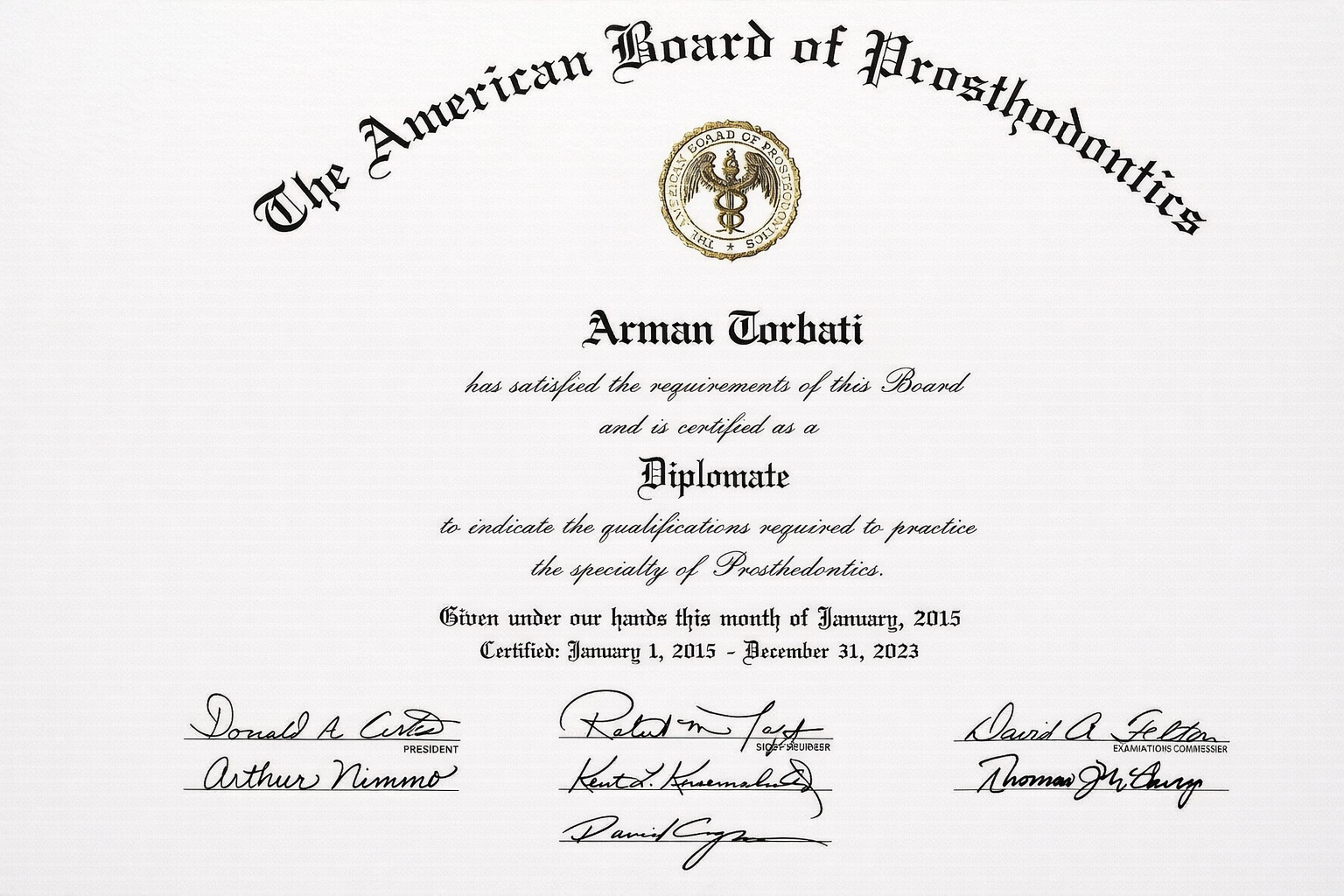 american-board-prosthodontics American Board of Prosthodontics - Arman Torbati DDS.